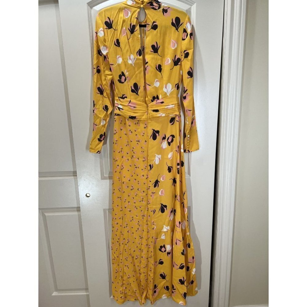 Self-Portrait Floral Print Twist Neck Long Sleeve Maxi Dress In Yellow $485 - Picture 6 of 16